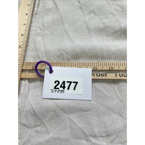 Boho Shabby Chic Womens Dress Large 100% Linen Tassels Mini Short Minimalist - Picture 9 of 9